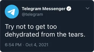 😭 8ab1da32 Try not to get too dehydrated from the tears. Telegram, déshydraté, larmes, message, pleurer telegram sticker