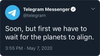 🪐 98d2a9b9 Soon, but first we have to
wait for the planets to align. telegram, messenger, réseaux sociaux, tweet, planètes, attente telegram sticker