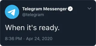 🗓 abdff524 When it's ready. Telegram, Messagerie, Réseaux sociaux telegram sticker