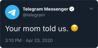 ☺️ ea7e0551 Your mom told us. 🤭 Telegram, Message, Meme, Humour, Réseaux sociaux, Chat, Blague telegram sticker