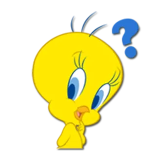 ❓ 0443ff54 Tweety Bird Tweety, cartoon, vraagteken, denken, Warner Bros, Looney Tunes telegram sticker