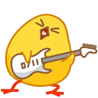 🎸 fc2c1571 cartoon, chicken, guitar, music, animal, cute, illustration telegram sticker