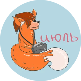 😃 1e0a98fc июль lis, aparat, fotograf, lipiec, kreskówka telegram sticker