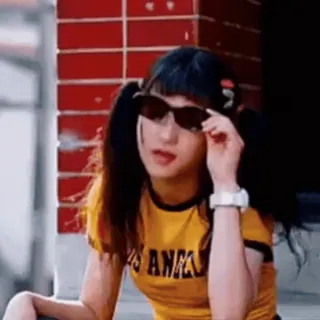 ❤️‍🔥 44aca37d LOS ANGELES fashion, sunglasses, woman, city name, Los Angeles, pigtails, asian telegram sticker