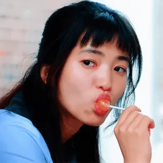 ❤️‍🔥 adb57ae2 woman, lollipop, portrait, person, eating, asian, female telegram sticker