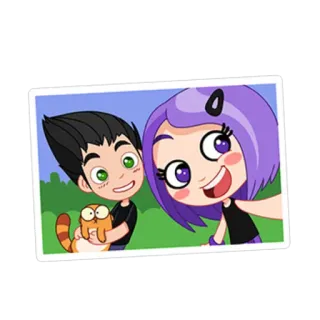 ❤ afb19e7d cartoon, characters, selfie, couple, cat telegram sticker