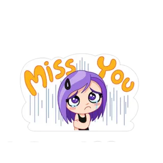 ❤ be354ef0 Miss You miss you, sad, girl, crying, tears, longing telegram sticker