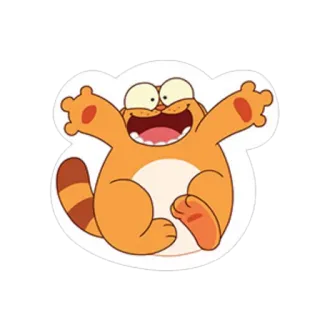❤ f4d98a8c cat, cartoon, animal, happy, orange, sticker telegram sticker
