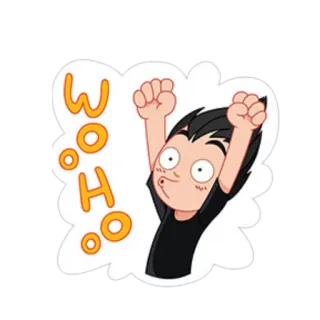 ❤ fd57b83c Wohoo celebration, happy, joyful, exclamation, cartoon, excitement telegram sticker