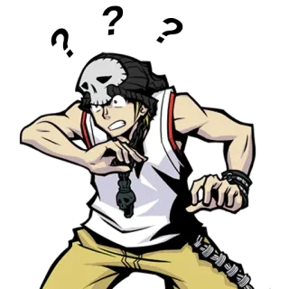 ❓ 7f4af67d Joshua The World Ends with You Anime, Video game, Karakter, Tengkorak, Topi telegram sticker