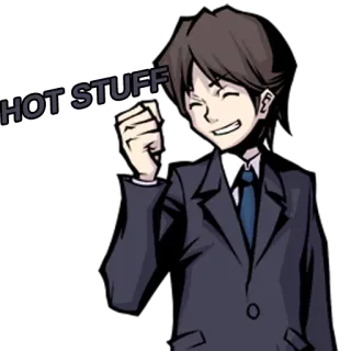 😏 b5944f05 HOT STUFF lagi hits, setelan, senang, perayaan, pria telegram sticker