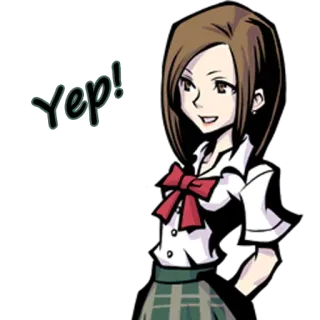 ☺️ f214a6cd Yep! gadis, seragam sekolah, anime, pita merah, tersenyum telegram sticker