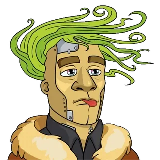 😢 49e3faa7 Мультфильм, Персонаж, Панк, Зеленые волосы, Язык, Робот, Футуристический telegram sticker