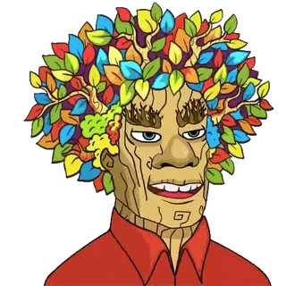 🤣 5a7f152d человек, дерево, листья, портрет, искусство, цифровое искусство, персонаж telegram sticker