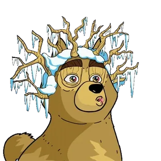 😘 74461ad0 мультяшный медведь, зима, сосульки, дерево, персонаж telegram sticker