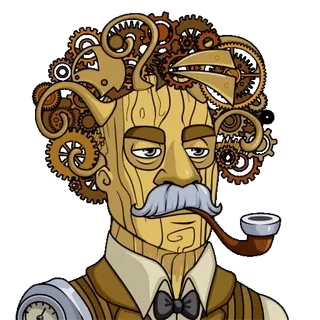 🌳 8c657a9c Стимпанк, Зубчатое колесо, Дерево, Викторианский, Часовой механизм, Мужчина, Портрет telegram sticker