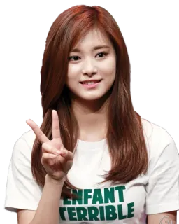 ✌️ 24d71029 ENFANT TERRIBLE mujer, persona, paz, sonrisa, celebridad whatsapp sticker