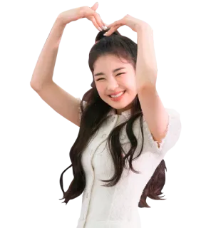 ❤️ 924b0ecd mujer, sonrisa, feliz, k-pop, corazón, corazón con la mano, chica, lindo whatsapp sticker