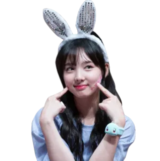 😊 d146756b kpop, lindo, conejo, orejas, asiática, mujer whatsapp sticker