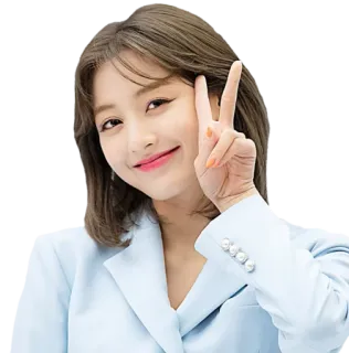 ✌️ e7e52698 Persona, Mujer, Retrato, Signo de la paz, Sonrisa, Coreano whatsapp sticker