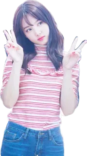 ✌️ 668b87a5 여자, 소녀, 평화 기호, 귀여운, 한국, 아이돌 telegram sticker