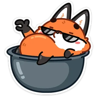 ⭐ fe276640 rubah, kacamata hitam, santai, kartun, binatang, rileks, keren, malas telegram sticker