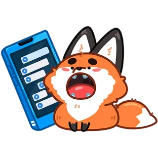 🗣 8e47b7e8 лиса, животное, мультфильм, телефон, стикер, милый, сообщения whatsapp sticker
