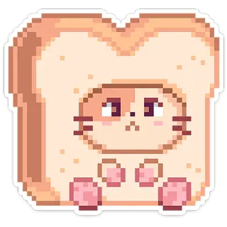 🐹 b39f1393 gatto, pane, pixel art, carino, kawaii telegram sticker