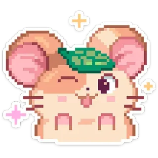 😉 6b1bc592 hamster, imut, pixel art, binatang, kartun, kedipan mata telegram sticker