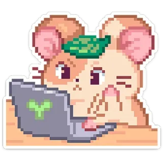 👨‍💻 d7a78c17 hamster, komputer, daun, pixel art, stiker, binatang telegram sticker