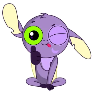 👍 596279cb мультик, животное, милый, персонаж, талисман, большой палец вверх, подмигивание, язык telegram sticker