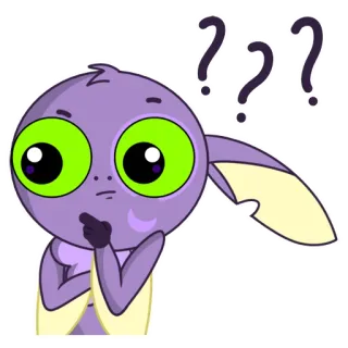 🤔 dad8ad03 ??? Вопросительные знаки, Фиолетовый, Мультфильм, В замешательстве, Думающий, Неуверенный telegram sticker