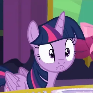 😩 4df39162 Twilight Sparkle My Little Pony cartoon, pony, purple, anime, horse, friendship, cute telegram sticker