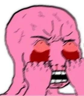 🍜 32a2485d Meme, Wojak, Menangis, Tertekan, Merah muda telegram sticker