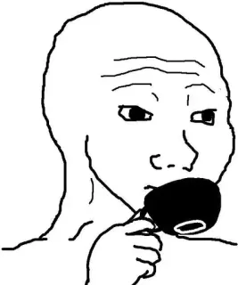 ☕ c609613b Meme, Wojak, Minum, Sedih, Ekspresi, Internet telegram sticker