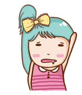 😦 08cd3e7b Мультфильм, Девушка, Эмодзи, Уставший, Иллюстрация, Стикер telegram sticker