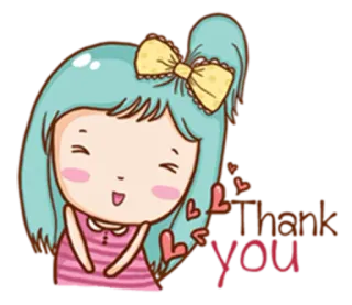 🙎 481ec19a Thank you спасибо, милый, девушка, привет, мультфильм, сердечки telegram sticker