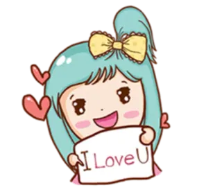 🙎 b44f36a8 I Love U милый, аниме, любовь, сердечки, мультфильм, девочка telegram sticker