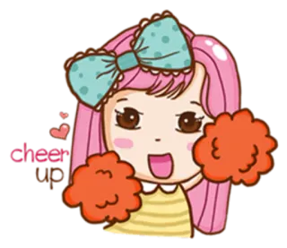 👯 e2c98719 cheer up Чирлидер, Мультфильм, Милый, Девушка, Поддержка telegram sticker