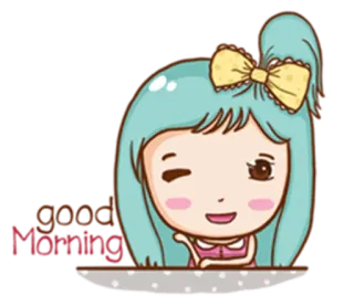 😉 e7897d82 Good Morning доброе утро, мультяшная девушка, приветствие, позитив, милый, подмигивание telegram sticker