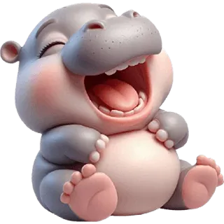 🤣 365aa5d3 гиппопотам, милый, животное, мультфильм, счастливый, смеющийся, детеныш гиппопотама telegram sticker