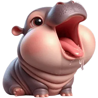 🥺 3e8bc840 гиппопотам, животное, милый, мультфильм, детеныш гиппопотама, млекопитающее telegram sticker