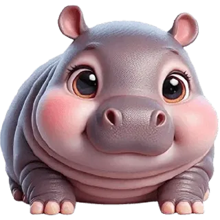 ☺️ 451b2946 бегемот, детеныш бегемота, милый, животное, мультик, гиппопотам telegram sticker