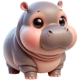 🫥 7a2b15b7 гиппопотам, милый, животное, мультфильм, кавай, детеныш гиппопотама telegram sticker