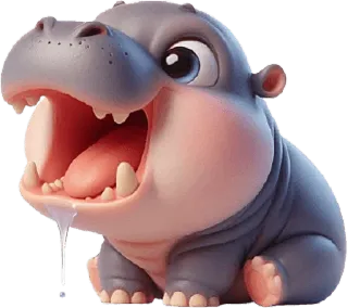 🤤 9b80bf80 гиппопотам, животное, милый, мультфильм, млекопитающее, дикая природа telegram sticker