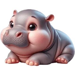 ☺️ d8c128b6 гиппопотам, животное, мультфильм, милый, детеныш гиппопотама, млекопитающее telegram sticker