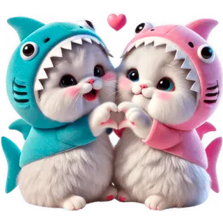 😍 4bdeba88 Katze, Hai, Tier, süß, kawaii, Cartoon, Herz whatsapp sticker