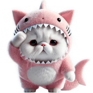 🫡 cf9f09e1 ตจ Katze, Hai, Kätzchen, süß, rosa, Tier, Kostüm, Haustier whatsapp sticker