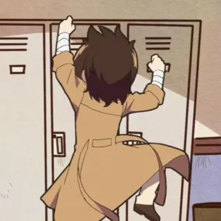 🧳 d1880024 Anime, Escalada, Dibujos animados, Taquilla, Abrigo telegram sticker