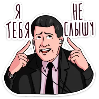 🎧 464a6583 Я ТЕБЯ НЕ СЛЫШУ man, ears, hearing, russian, gesture telegram sticker